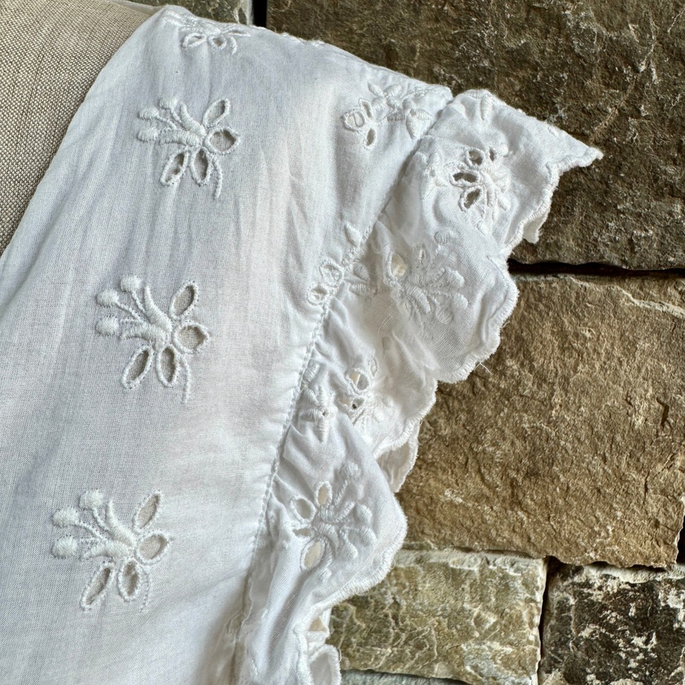 Outerknown Eyelet Kahlo Wrap Dress XS/S White Maxi Ruffle Cottage Feminine Airy - Picture 6 of 14